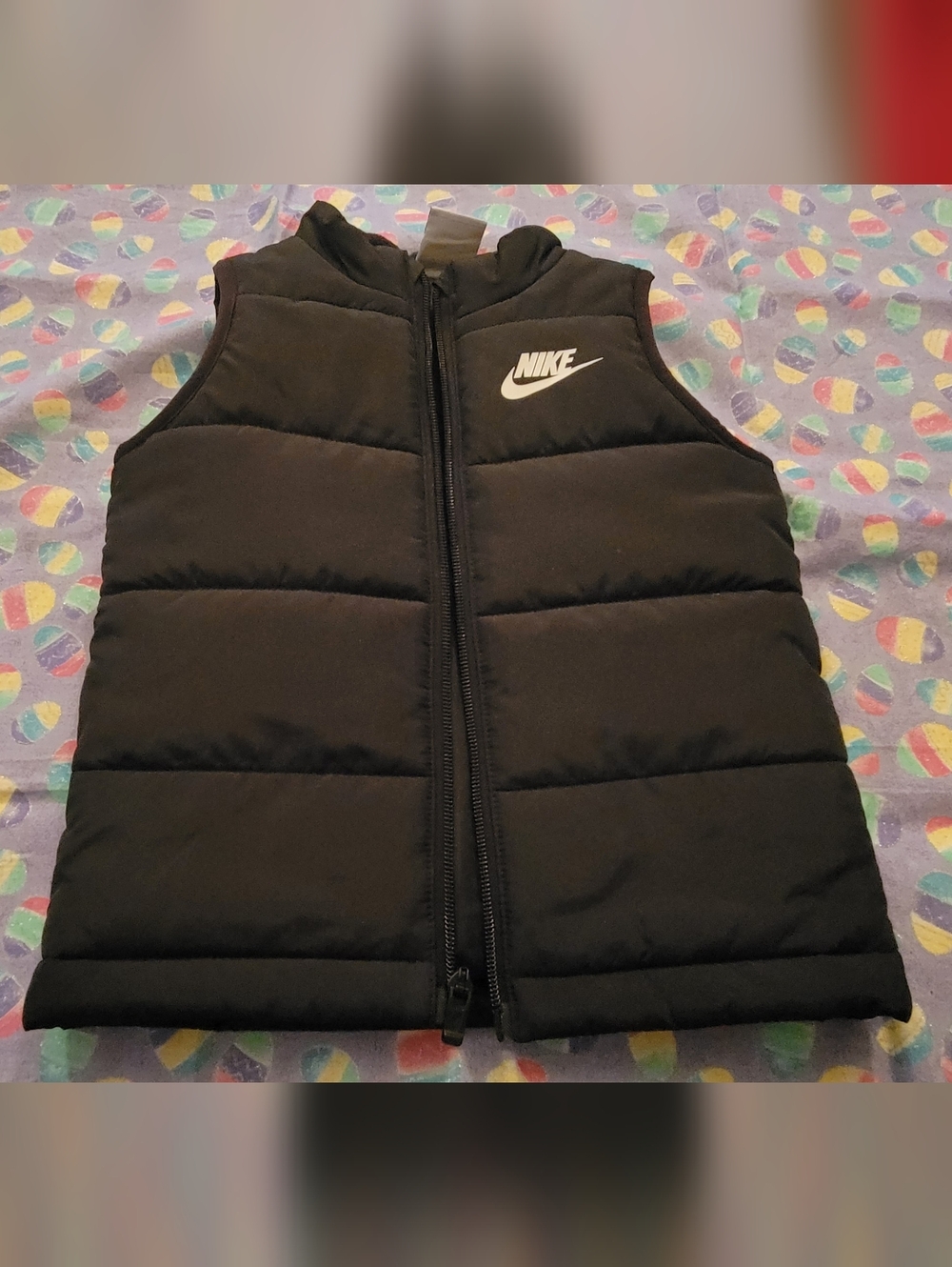 Nike Black Quilted Sleeveless Puffer Vest with White Swoosh Boys 3T
